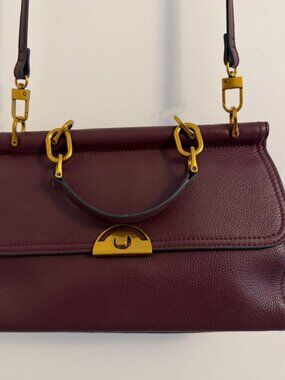 Antonio Melani Burgundy Leather Top Handle Bag